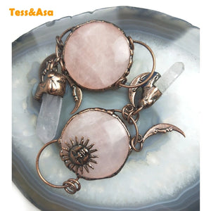 Pink Rose Quartz Tower Wand Crystal Healing Point Necklace