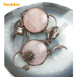 Pink Rose Quartz Tower Wand Crystal Healing Point Necklace