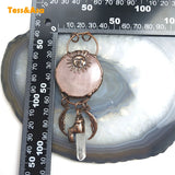 Pink Rose Quartz Tower Wand Crystal Healing Point Necklace