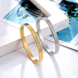 Stereo Line Rectangle Stainless Steel Bracelet Love Bangle
