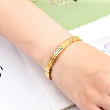 Stereo Line Rectangle Stainless Steel Bracelet Love Bangle