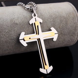 Hip-hop Stainless Steel Silver Cross Jesus Crucifix Pendant Necklace Mens Boys