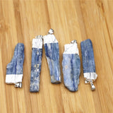 Natural Kyanite Rough Stone Pendant with Metal Plating