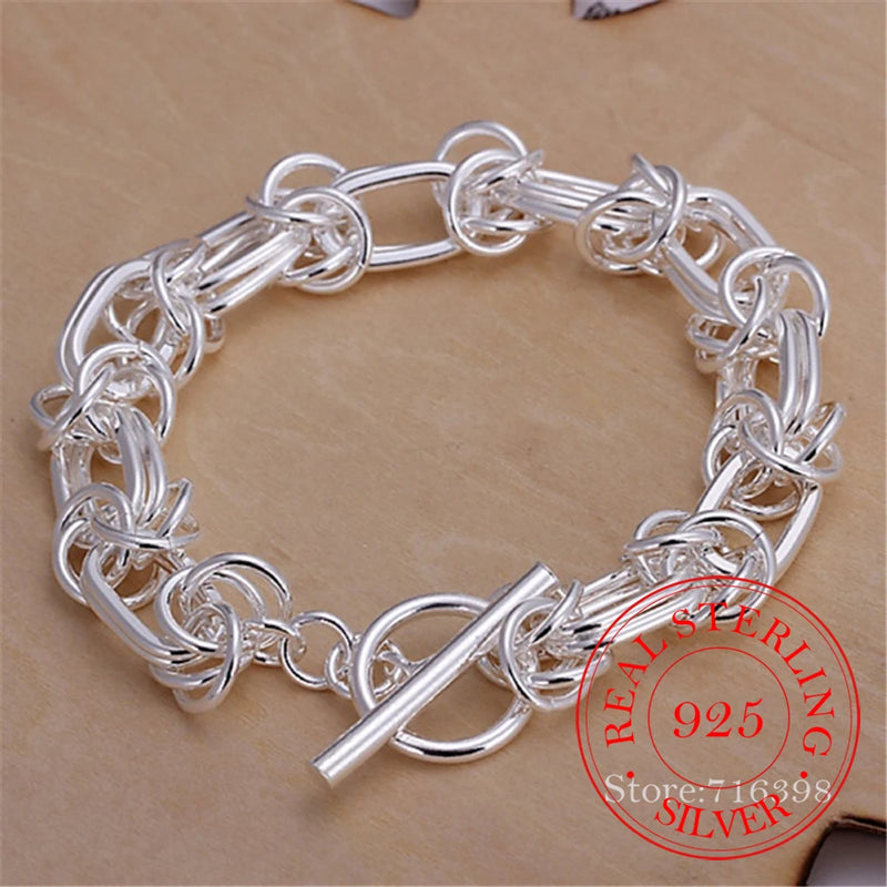 925 Sterling Silver Dragon Style Bracelet Charm Chain Jewelry