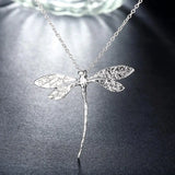 Silver Dragonfly Pendant Necklace For Women
