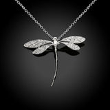 Silver Dragonfly Pendant Necklace For Women