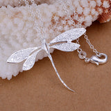 Silver Dragonfly Pendant Necklace For Women