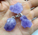 20Pcs Raw Amethyst Irregular Pendant for Necklace Jewelry Making