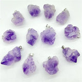 20Pcs Raw Amethyst Irregular Pendant for Necklace Jewelry Making