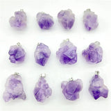 20Pcs Raw Amethyst Irregular Pendant for Necklace Jewelry Making