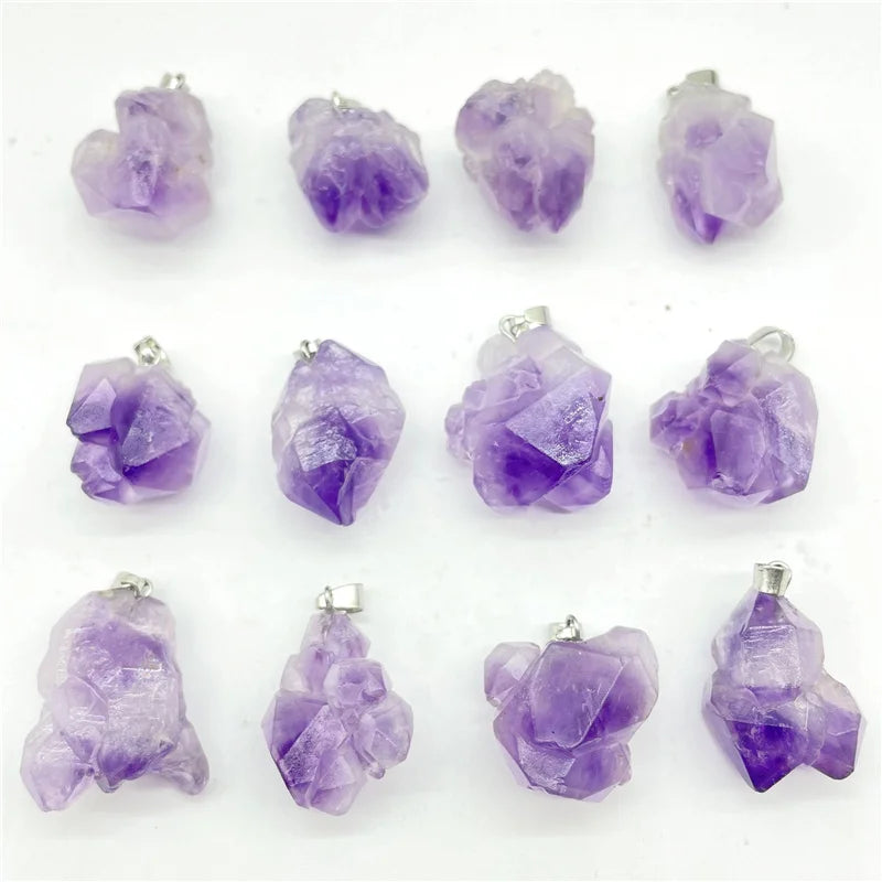 Natural Stone Quartz Purple Crystal Raw Ore Amethyst Pendant
