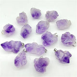 20Pcs Raw Amethyst Irregular Pendant for Necklace Jewelry Making