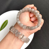 Gray Crystal Bracelet Faceted Beads Hand Row for Women Men