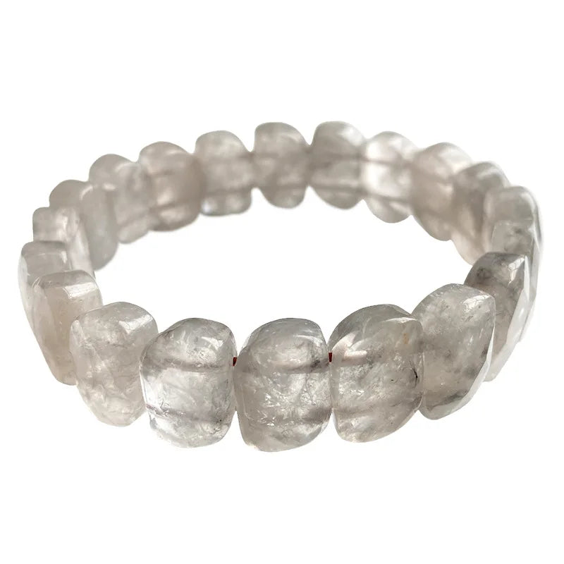 Gray Crystal Bracelet Faceted Beads Hand Row for Women Men