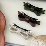 Retro 9cm Textured Bow Hairpin for Girls
