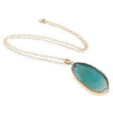 Colorful Quartz Crystal Agate Slice Pendant Necklace