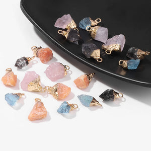 Raw Aquamarine Rose Quartz Pendant for Jewelry Making
