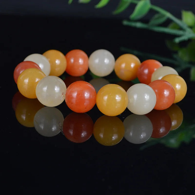 Jade Bead Bracelet Natural Silk 13mm Round Bead