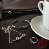 S925 Silver Sweet LOVE Pendant Necklace Women Jewelry