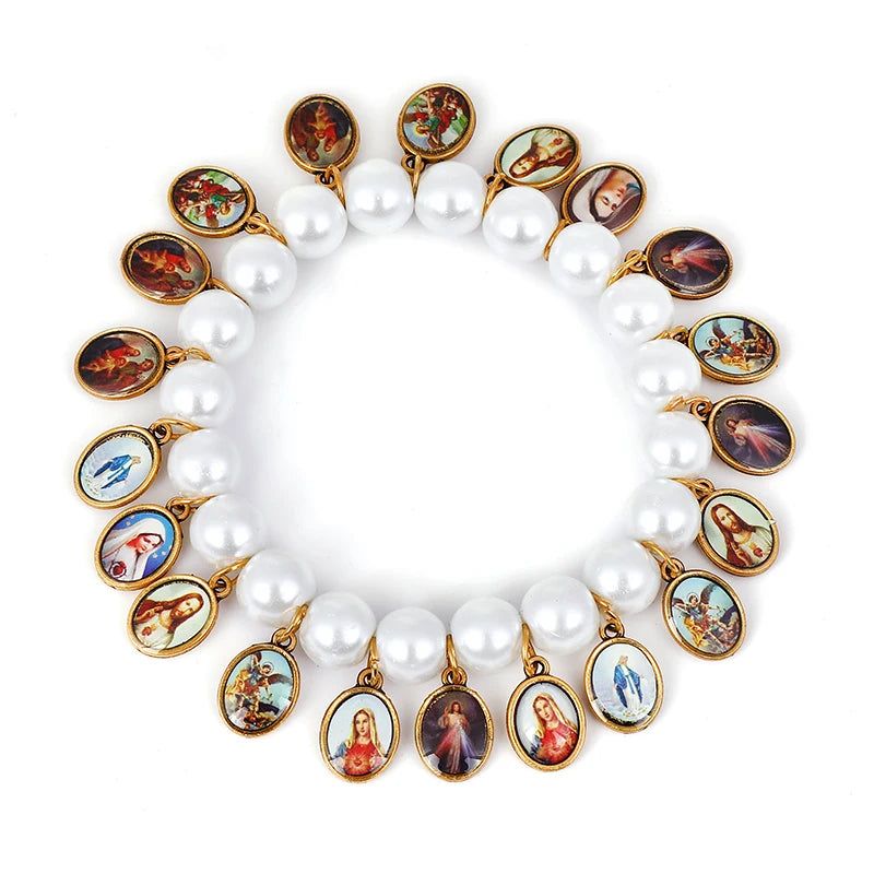 Christian Jesus Bracelet with Virgin Mary Cross Picture