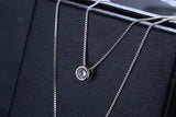 925 Silver Double Layer CZ Love-heart Pendant Necklace for Women
