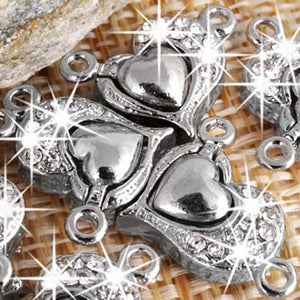 20pcs 21*16mm Heart Metal Rhinestone Magnetic Clasp for Bracelet Necklace