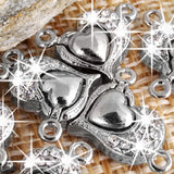 20pcs 21*16mm Heart Metal Rhinestone Magnetic Clasp for Bracelet Necklace