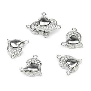 20pcs 21*16mm Heart Metal Rhinestone Magnetic Clasp for Bracelet Necklace