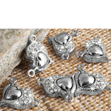 20pcs 21*16mm Heart Metal Rhinestone Magnetic Clasp for Bracelet Necklace