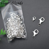 925 Sterling Silver Lobster Clasps + Jump Rings for DIY Jewelry 20pcs/lot
