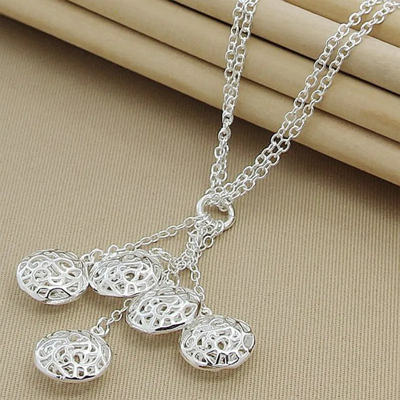 925 Silver Hollow Round Necklace for Women