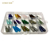 DIY Natural Stone Beads Kit Green Jade Agates Amethyst Water Drop Shape