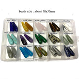 DIY Natural Stone Beads Kit Green Jade Agates Amethyst Water Drop Shape