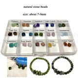 DIY Natural Stone Beads Kit Green Jade Agates Amethyst Water Drop Shape
