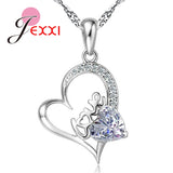 925 Sterling Silver Love Letter Heart Cubic Zirconia Pendant Necklace