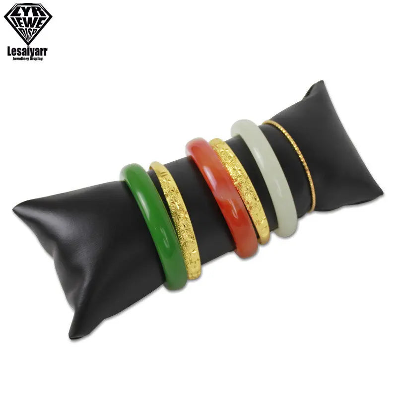 Velvet PU Leather Jewelry Pillow Stand Organizer Display Prop