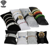 Velvet PU Leather Jewelry Pillow Stand Organizer Display Prop