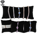 Velvet PU Leather Jewelry Pillow Stand Organizer Display Prop