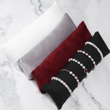 Jewelry Pillow Stand Velvet PU Leather Holder Organizer Bracelet Case