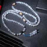 Gray Moonlight Stone Bracelet 108 Buddha Beads Necklace Crystal Jewelry