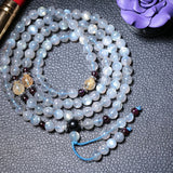 Gray Moonlight Stone Bracelet 108 Buddha Beads Necklace Crystal Jewelry