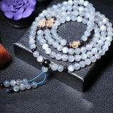 Gray Moonlight Stone Bracelet 108 Buddha Beads Necklace Crystal Jewelry
