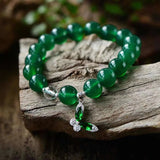 Green Crystal Bracelet with Butterfly Pendant, 10mm Beads