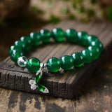 Green Crystal Bracelet with Butterfly Pendant, 10mm Beads