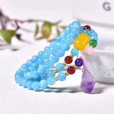 Light Natural Stone Bracelet with Purple Crystal Pendant