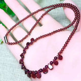 Garnet Stone Necklace with Raindrop Pendant Princess Necklace Women Jewelry