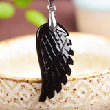 Natural Stone Pendant Wings Necklace Lucky Jewelry