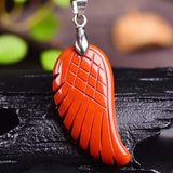 Natural Stone Pendant Wings Necklace Lucky Jewelry