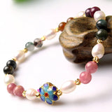 Tourmaline Crystal and Pearl Bracelet for Women