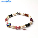 Tourmaline Crystal and Pearl Bracelet for Women